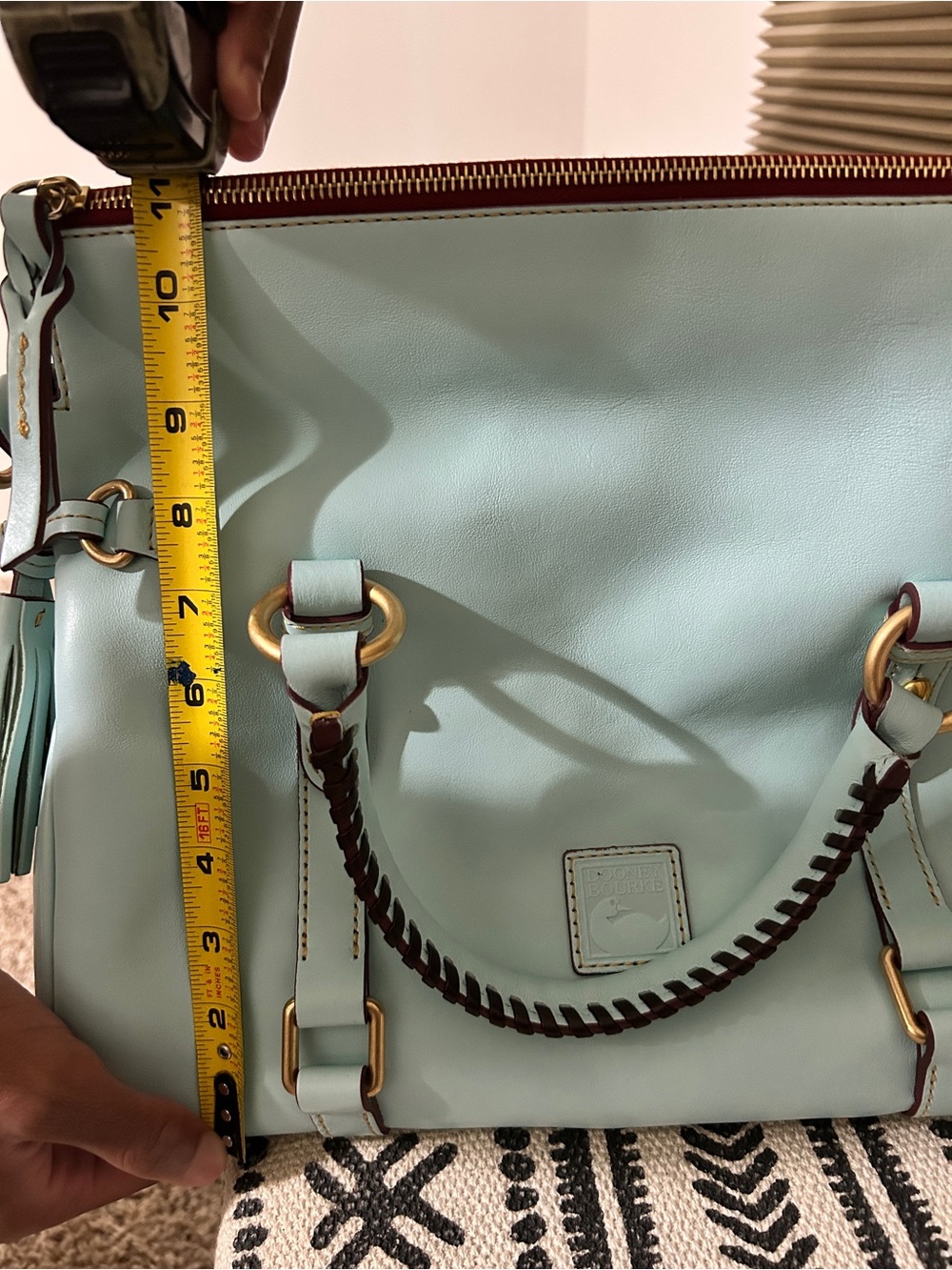 Dooney & Bourke Large Pale Blue/Aqua Florentine Leather Satchel - Picture 14 of 16